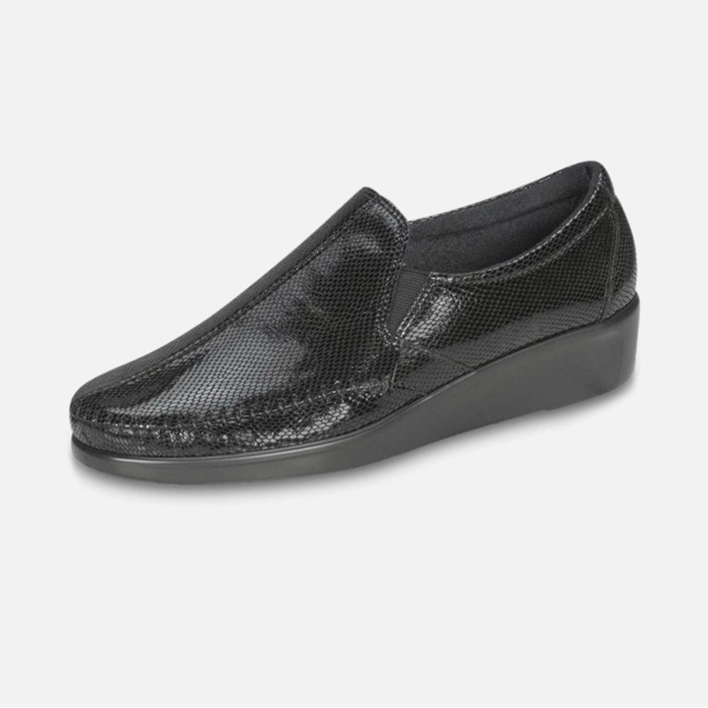 SAS Dream Black Slip-On Loafer Black Snake